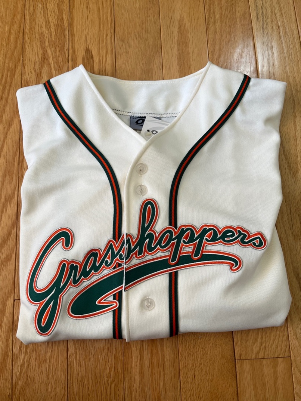 Greensboro Grasshoppers Cream Baseball Jersey with Green & Orange Trim Men’s 3XL